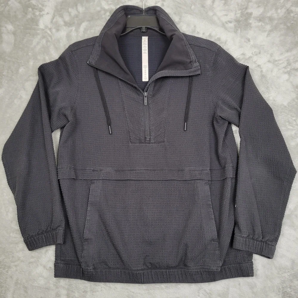 Lululemon Jacket Women's 6 Black 1/4 Zip Pullover Mock Neck Front Pocket Warmers